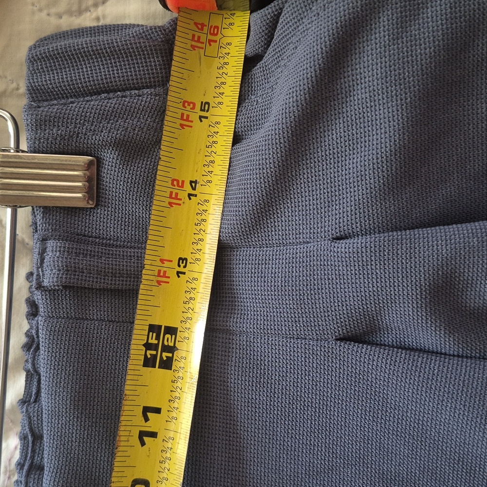 Halara Pants Blue Pockets Wide Leg Elastic Waistband Pull On Bekt Loops Waffle - Picture 7 of 9
